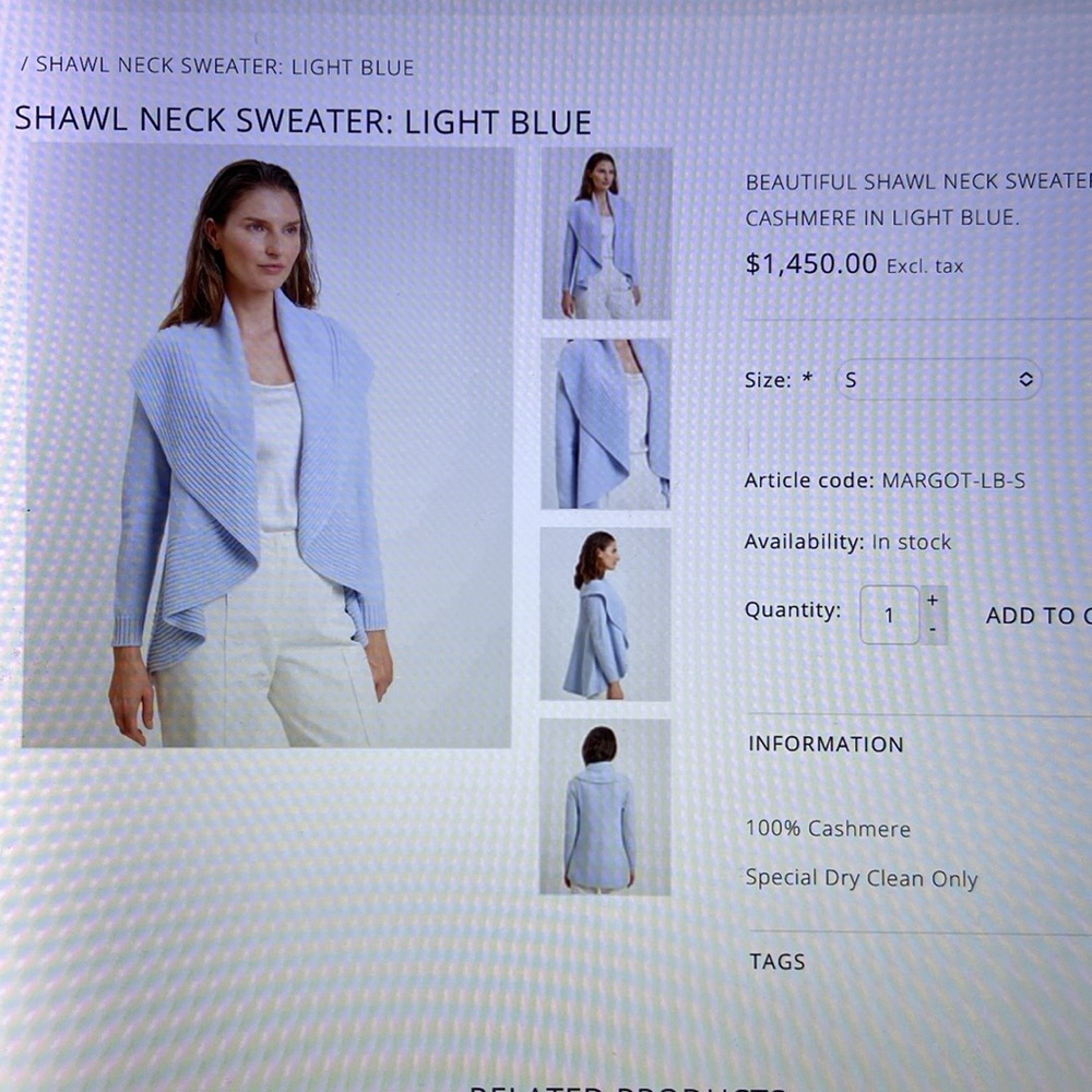 100% Cashmere Lora Piana Yarn Shawl Neck  Sweater Cardigan Made in Italy L - Picture 9 of 11